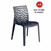 Le Quai Des Affaires - Lot de 4 chaises empilables tela / Gris foncé/ L50xP54xH81 cm - Gris