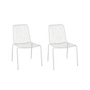 Lot de 2 chaises de jardin en acier blanc