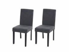 Lot de 2 chaises de salle à manger en tissu gris foncé pieds foncés cds04463