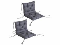 Lot de 2 coussins matelas assise dossier 2 en 1 pour chaise fauteuil grand confort 98l x 50l x 8h cm gris