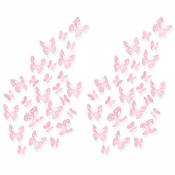 Luxbon 100x (Pink) 3D Papillons Sticker Mural Autocollants