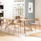 Macabane - augustin - Lot de 2 chaises « écolier » en bois de frêne et acier terracotta - Terracotta