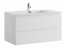 Meuble de salle de bain angela 90 cm lavabo blanc brillant – armoire de rangement meuble lavabo