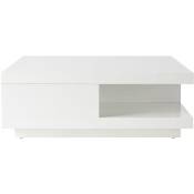Miliboo - Table basse carrée avec rangements 2 tiroirs design blanc laquée L85 cm kary - Blanc