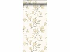 Papier peint magnolia beige vanille - 347044 - 53 cm