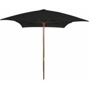 Parasol d'extérieur avec mât 200 x 300 cm bois noir