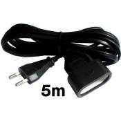 Rallonge électrique ZENITECH 5m - câble HO3VVH2F 2 x 0.75 - Noir