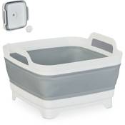 Relaxdays - Bassine pour la vaisselle, avec système d'évacuation, 9 litres, h x l x p : 20 x 31 x 31 cm, blanc et gris