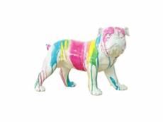 Sculpture chien bulldog blanc décor peinture multicolore - color dog 75087758
