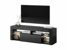 Selsey bianko - meuble tv - 140 cm - marbre noir, front