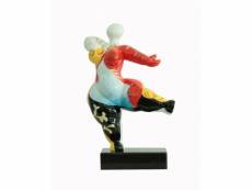 Statue femme dansant avec peinture ornements h33 cm