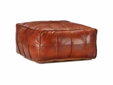 Stylé meubles gamme bangkok pouf 60 x 60 x 30 cm brun roux cuir véritable de chèvre