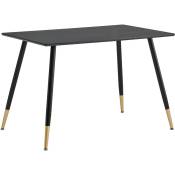 Table à manger rectangulaire de style industriel avec structure en métal et plateau en bois pour 4 personnes - Noir/Or - Meubles Cosy