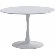 Table à manger ronde coloris blanc - Diamètre 110 x Hauteur 75 cm Pegane
