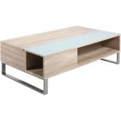 Table basse blanche plateau relevable bois ela - wood