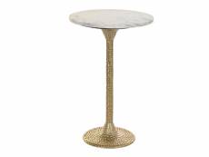 Table d'appoint ronde en marbre et aluminium coloris blanc doré - diamètre 40 x hauteur 61 cm