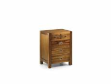 Table de chevet 5 tiroirs bois bronze marron 50x40x65cm - bois, bronze - décoration d'autrefois