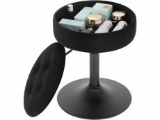 Tabouret de Bar bas en velours avec espace de rangement-Chaise de Bar ronde-noir