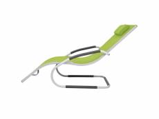 Vidaxl chaise longue avec oreiller aluminium et textilène vert 47780