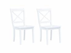 Vidaxl chaises à manger lot de 2 blanc bois d'hévéa