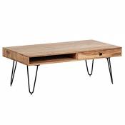 Wohnling Table basse en bois massif d'Acacia 120 cm