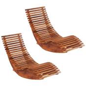 2 chaises de réglage avec design en bois unique pour les piscines ou le patio