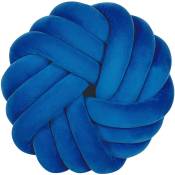 Beliani - Coussin Décoratif Noeud Bleu Fait Main en Grosse Mailles de Laine xxl Polyester pour Décorer un Canapé ou un Lit Bleu