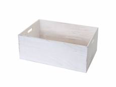 Boîte en bois hwc-c20, style shabby ~ 60x40x24cm, blanc shabby