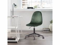 Chaise bureau scandinave hauteur ajustable pivotant à roulettes velours vert foncé