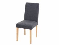 Chaise de salle à manger littau, chaise de cuisine, tissu/textile ~ gris anthracite, pieds clairs