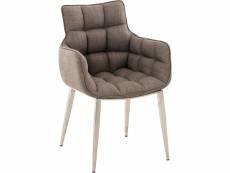 Chaise tirana en tissu avec piètement métal noir mat ou acier inoxydable , gris/acier inoxydable
