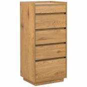 Commode 5 tiroirs en bois couleur chêne SACHA - bois clair