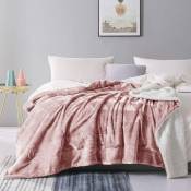 Couverture de canapé - Couverture décorative douce et chaude en jacquard 3D - Couverture de lit rose confortable, moelleuse, moelleuse, canapé, 130