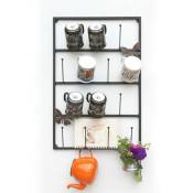 Dandibo - Porte-tasses mural en métal noir, 60 cm, crochets pour tasses de cuisine, style vintage antique, support de gobelets, étagère à tasses pour
