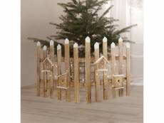 Ecd germany mini clôture de jardin en bois, 98 x 49 x 57 x 4 cm, marron, fonctionne avec des piles, décoration de noël décoration de sapin de noël clô