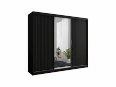 Elégante armoire avec miroir - armoire mediolan 250 - noir - armoire spacieuse, armoire avec miroir, armoire à portes coulissantes