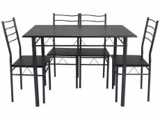 Ensemble table et 4 chaises HELL coloris noir