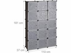 Étagère cubes rangement penderie armoire 11 casiers 2 tringles plastique noir helloshop26 13_0001262_3