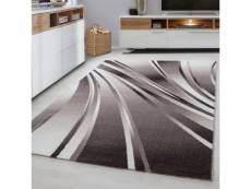 Fly - tapis moderne à bandes graphiques - beige et blanc 080 x 300 cm PARMA803009210BROWN