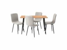Hanoi - ensemble table rectangle 120 effet bois + 4 chaises gris clair