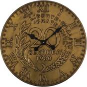 Horloge en fer pièce de monnaie 60 cm 20 centimes