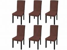 Housse de chaise droite extensible 6 pcs marron dec022372