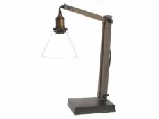 Lampe à poser en bois et métal - dim : h. 59 x l. 18 x p. 35 cm -pegane-