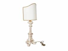 Lampe de table en bois blanc grand