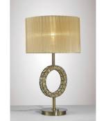 Lampe de Table Florence rond avec Abat jour bronze 1 Ampoule laiton antique/cristal