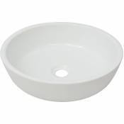 Lavabo salle de bain diamètre 42 cm ronde céramique blanc - Blanc