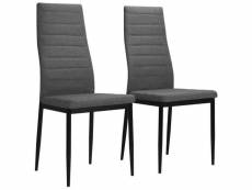 Lot de 2 chaises de salle à manger cuisine design contemporain tissu gris clair cds020482