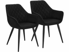 Lot de 2 chaises de salon-chaises de salle à manger-matière en lin et métal-noir