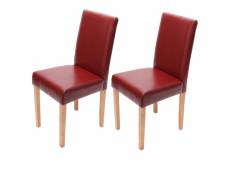Lot de 2 chaises de séjour littau, cuir reconstitué rouge, pieds clairs