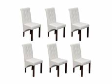 Lot de 6 chaises de salle à manger cuisine capitonné design classique en synthétique blanc cds022167